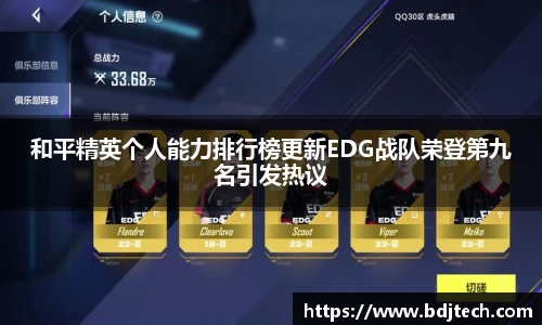 和平精英个人能力排行榜更新EDG战队荣登第九名引发热议